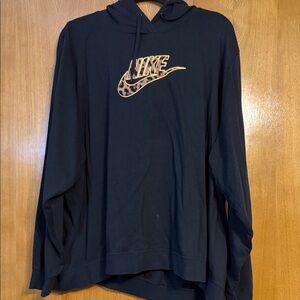 Nike Navy Hoodie with Leopard Print Logo